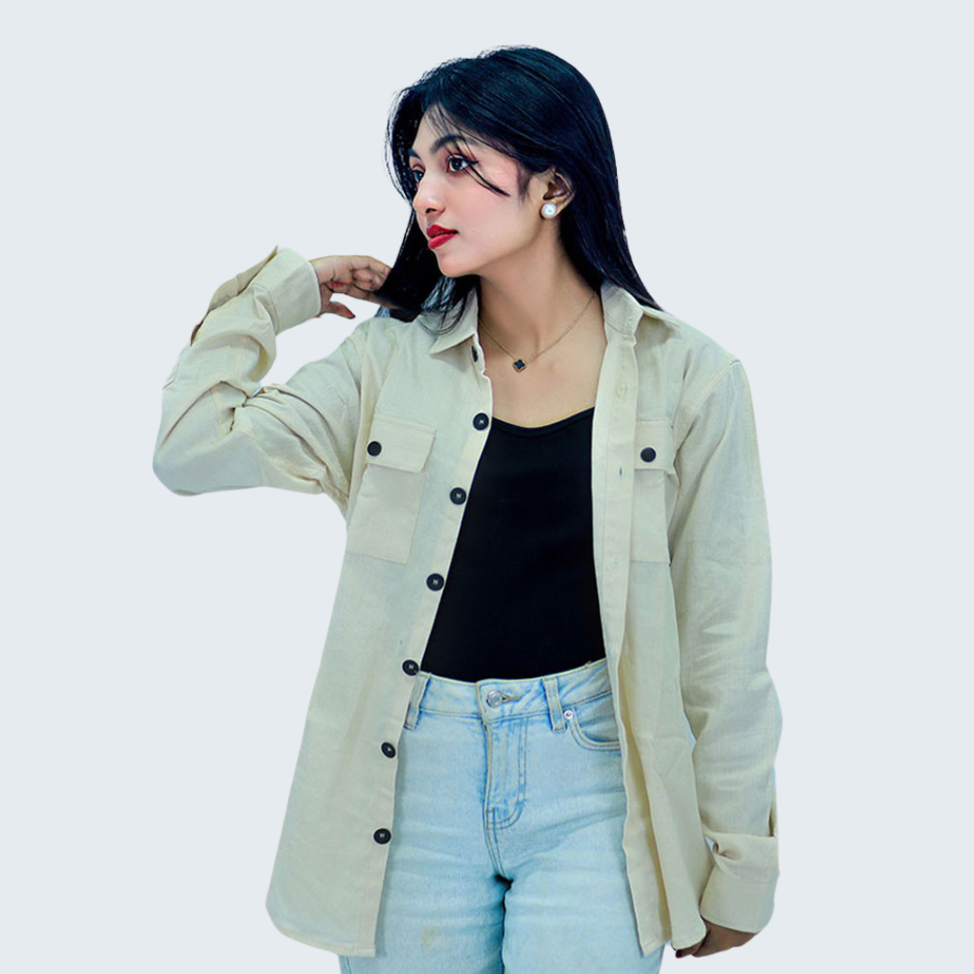 Flannel Jacket in White Colour
